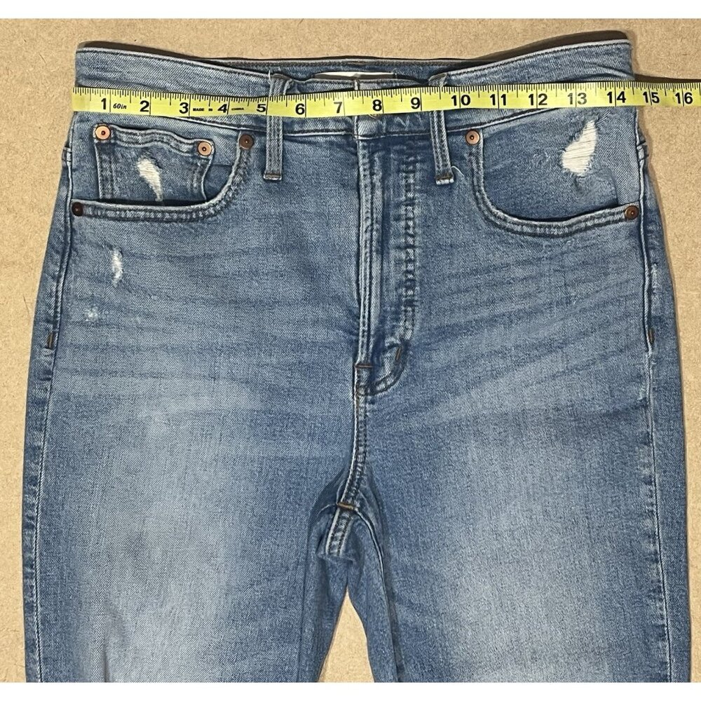 Madewell Women 27 the perfect vintage straight jeans Denman Wash Distressed - Picture 6 of 16